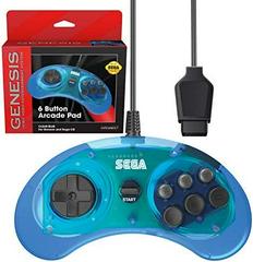Retro-Bit Sega 6 Button Arcade Pad [Clear Blue] - (SMINT) (Sega Genesis)